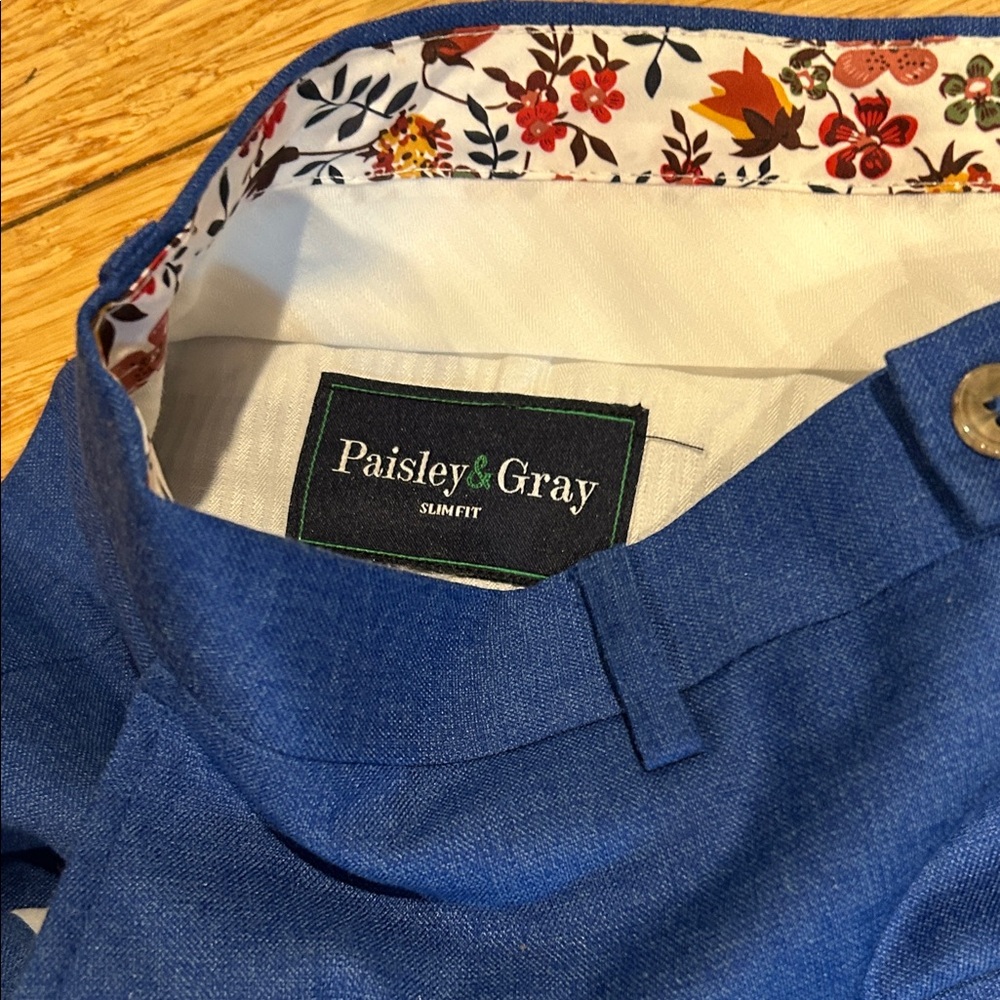 Paisley & Gray Men’s Vibrant Blue Golf Shorts Slim Fit 34